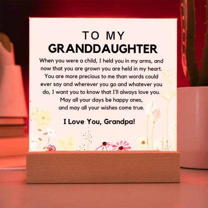 To My Granddaughter From Grandpa - You Are Precious Acrylic Plaque