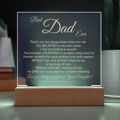 To The Best Dad Ever (Gold) Acrylic Plaque Lamp