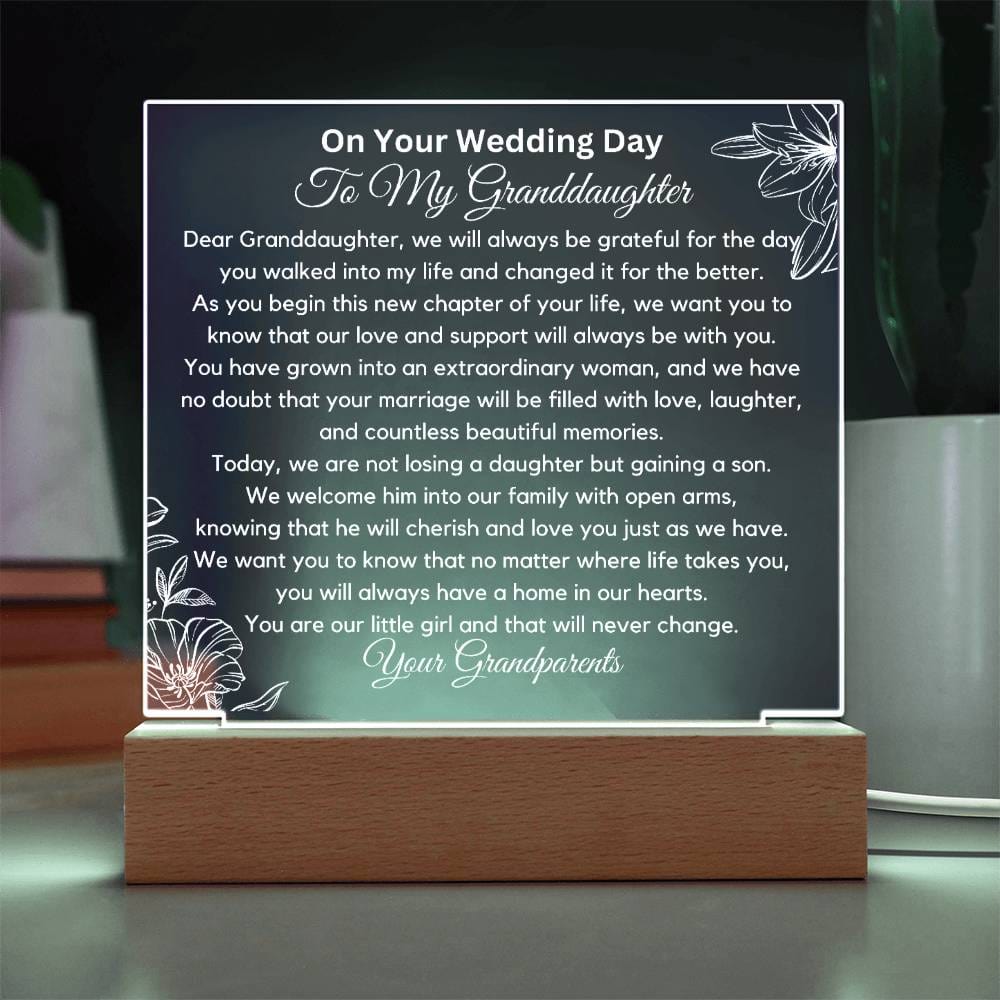 To My Granddaughter On Your Wedding Day Acrylic Plaque