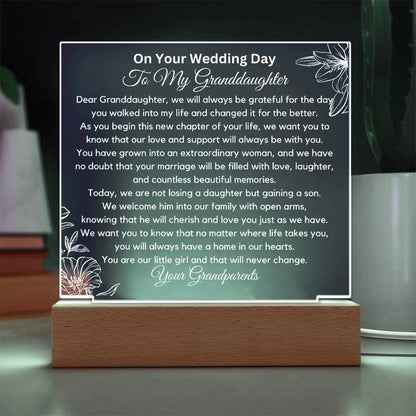 To My Granddaughter On Your Wedding Day Acrylic Plaque