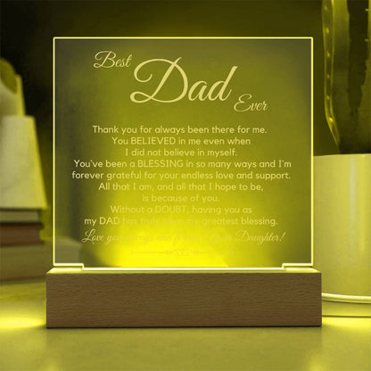 To The Best Dad Ever (Gold) Acrylic Plaque Lamp