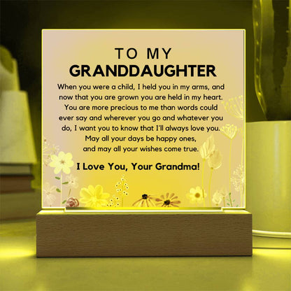 To My Granddaughter From Grandma - You Are Precious Acrylic Plaque