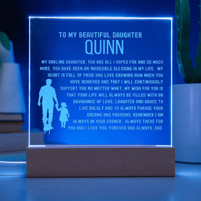Custom Name Letter to my Daughter - Incredible Blessing Engraved Acrylic Plaque