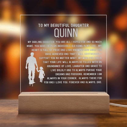 Custom Name Letter to my Daughter - Incredible Blessing Engraved Acrylic Plaque