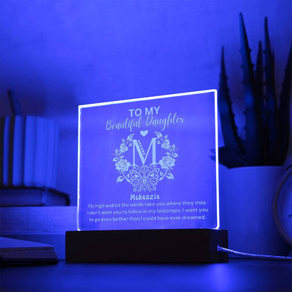 Custom Monogram Gift For Beautiful Daughter  - Engraved Acrylic Plaque