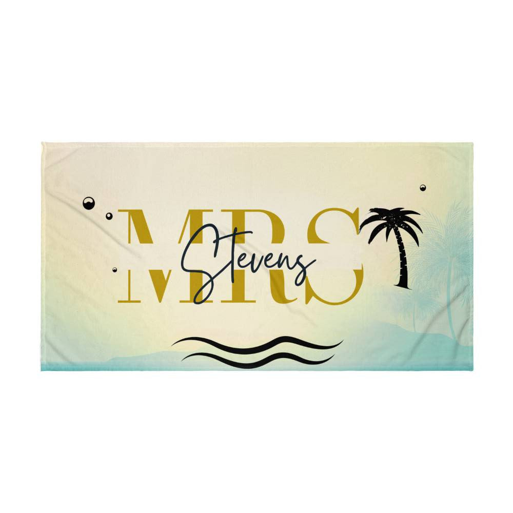 Custom Mrs Lastname Large Beach Towel