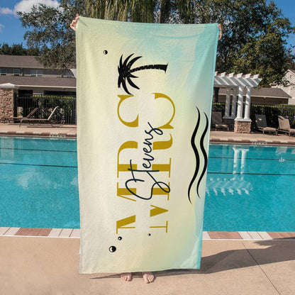 Custom Mrs Lastname Large Beach Towel