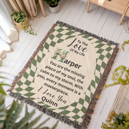 To The Love Of My Life - Custom Name Woven Blanket
