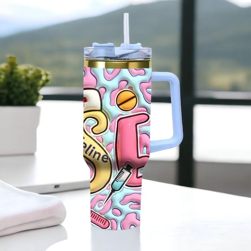 Custom Nurse Name 40oz Gold Stainless Steel Tumbler