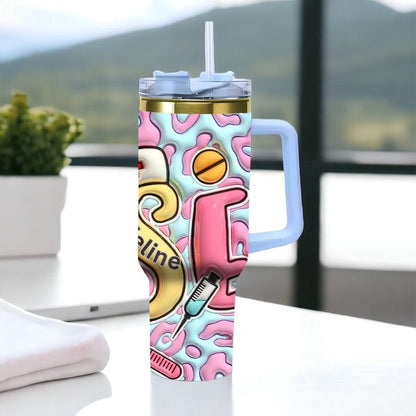 Custom Nurse Name 40oz Gold Stainless Steel Tumbler