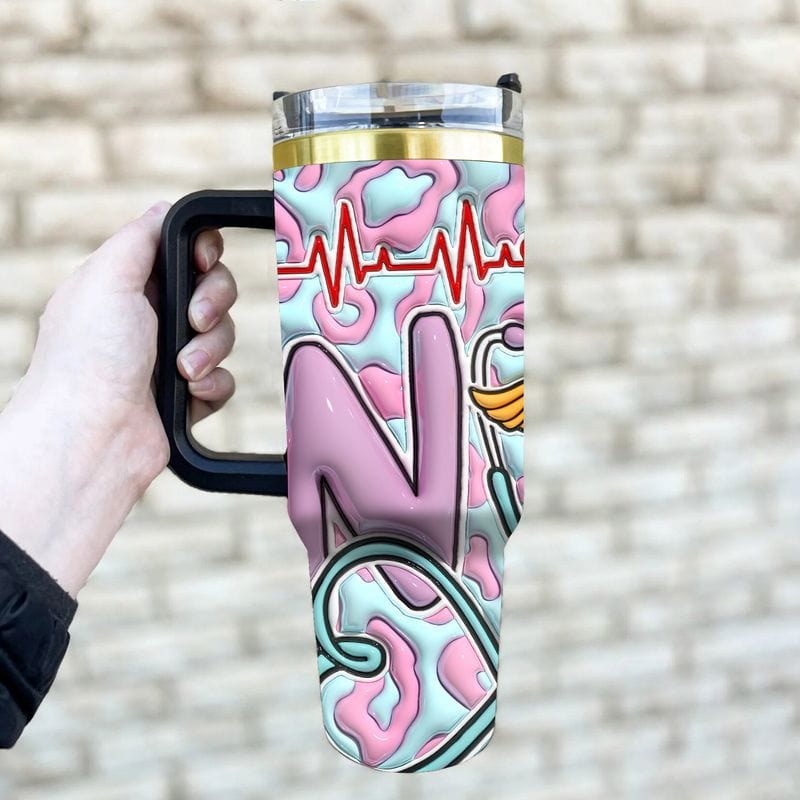 Custom Nurse Name 40oz Gold Stainless Steel Tumbler