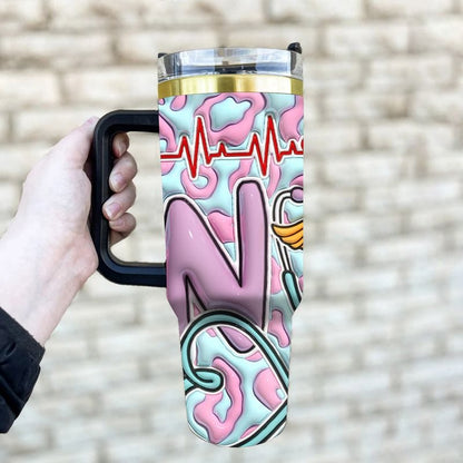 Custom Nurse Name 40oz Gold Stainless Steel Tumbler