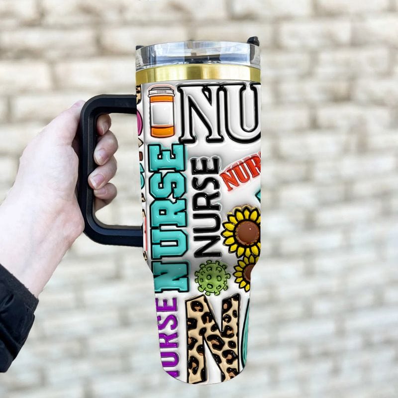 Nurse Icons 40oz Gold Stainless Steel Tumbler