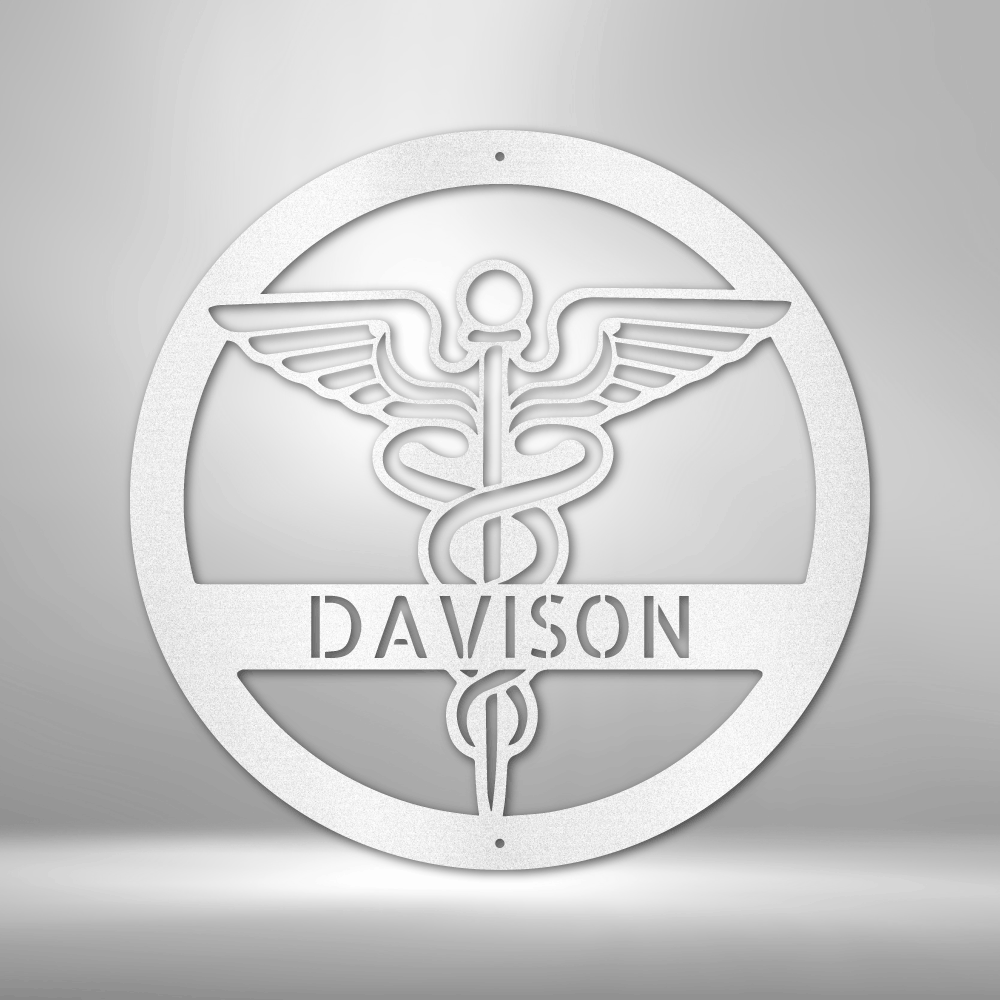 Custom Caduceus Sign Name Metal Sign Medics Nurse Monogram Sign Medical Professionals Hospital Monogram Metal Sign Wall Decoration Metal Art Wall Hangings Doctor Wall Art Metal Sign Custom Nurse Gift