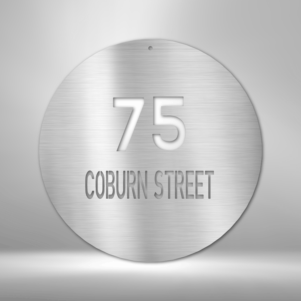 Custom Circle Address Metal Sign Address Wall Decor Metal Wall Art Bold Circle Sign Personalized Wedding Gift Custom Metal Art