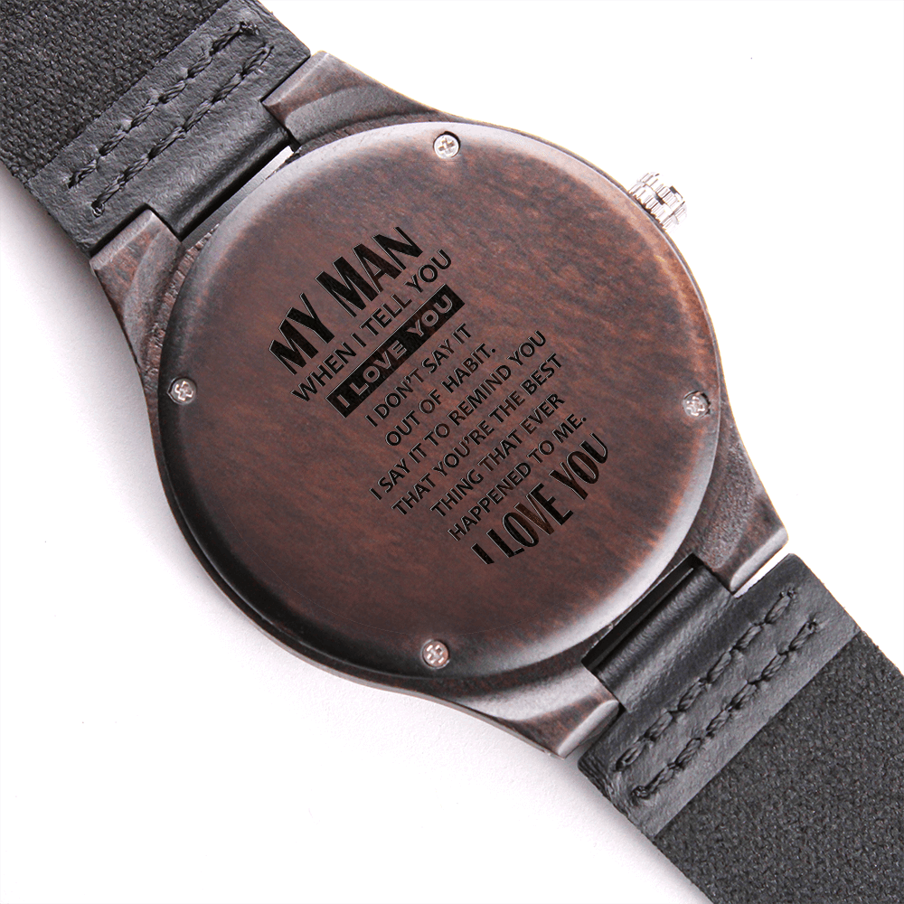 My Man Engraved Wooden Watch