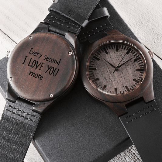 Gift For Husband  - Every Second - Mens Engraved Wooden Watch