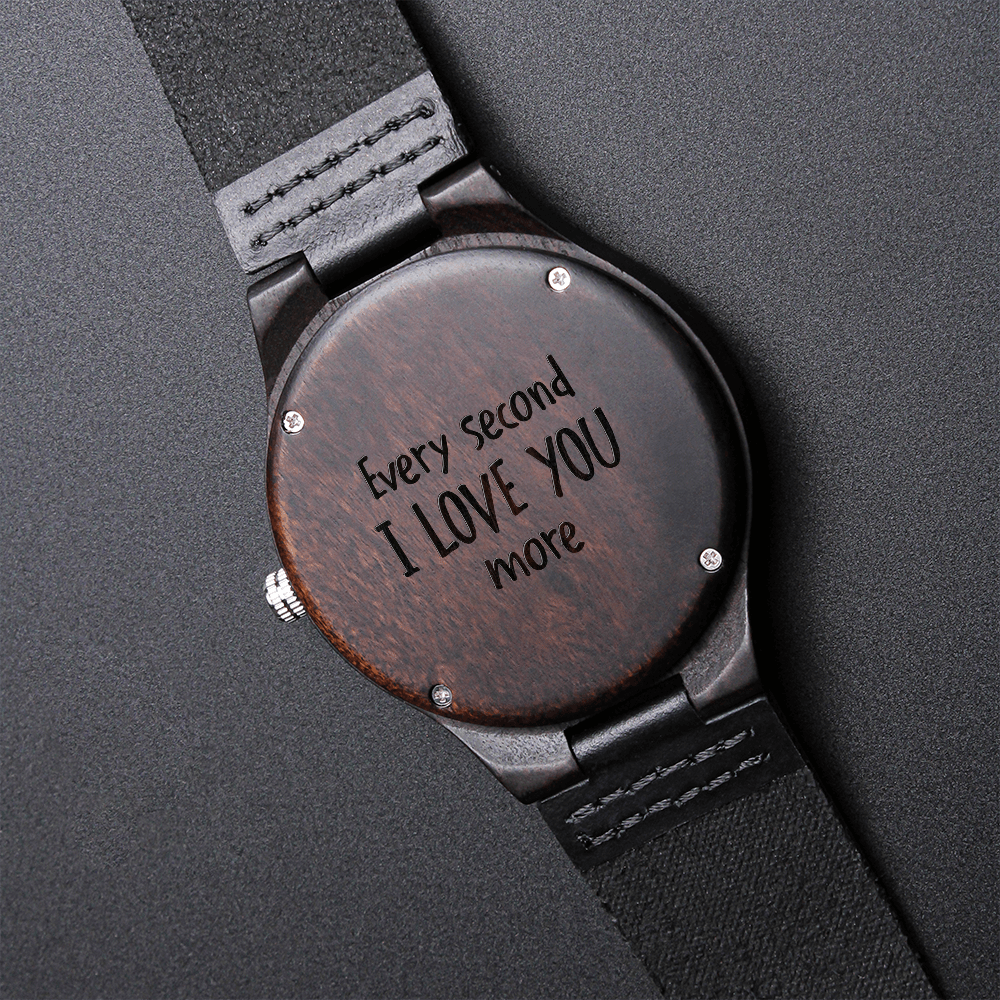 Gift For Husband  - Every Second - Mens Engraved Wooden Watch