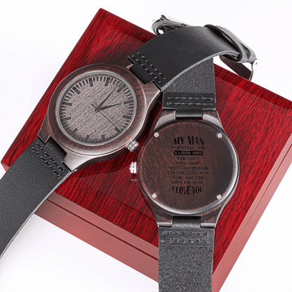 My Man Engraved Wooden Watch