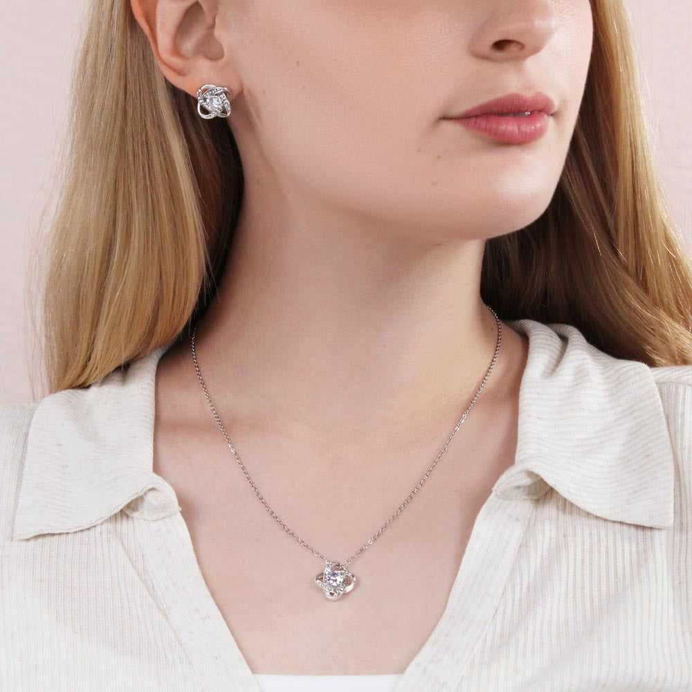 Gift for Mother In Law - Thank You - Love Knot Earring & Necklace Set