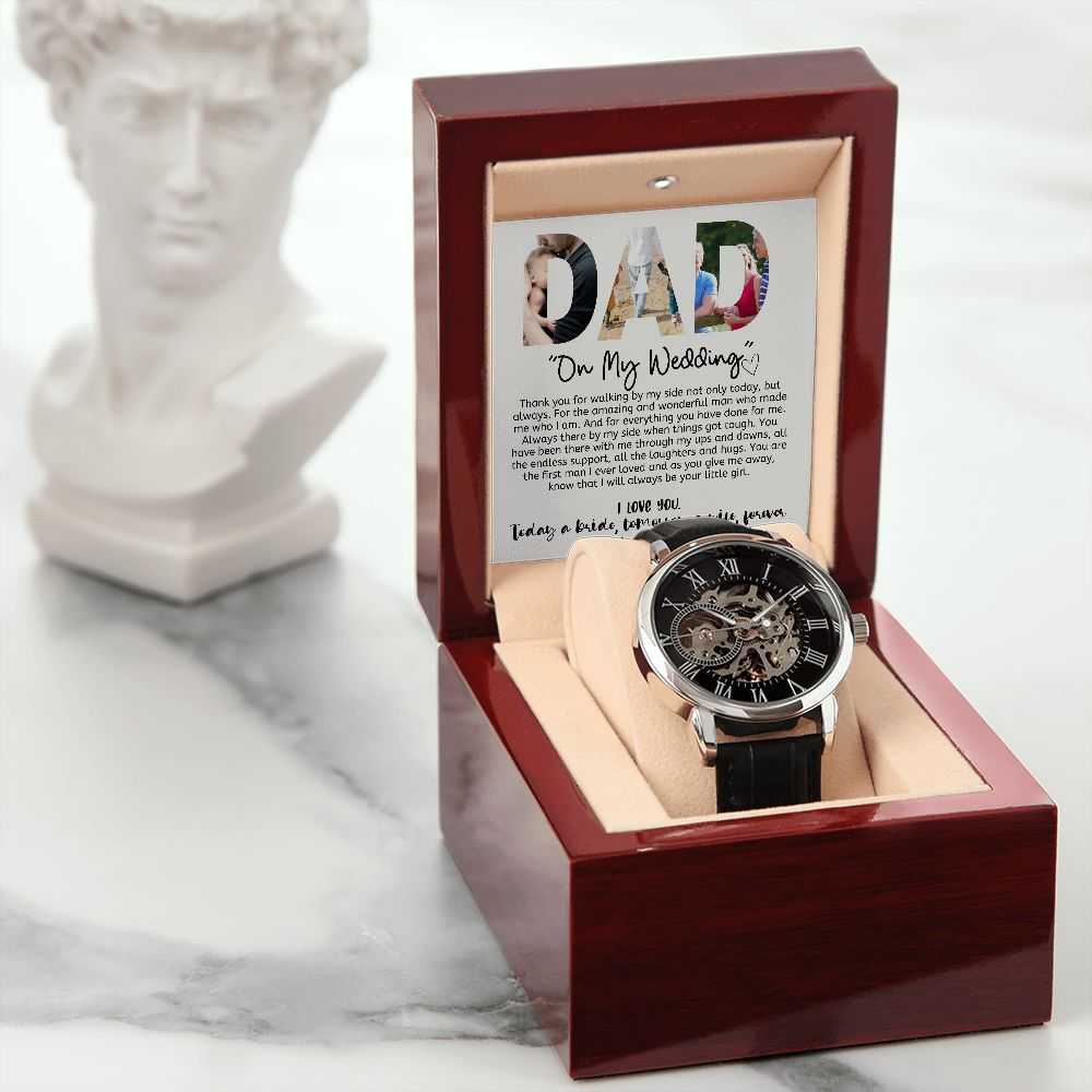 Gift For Dad - On My Wedding Day- Men´s Openwork Watch