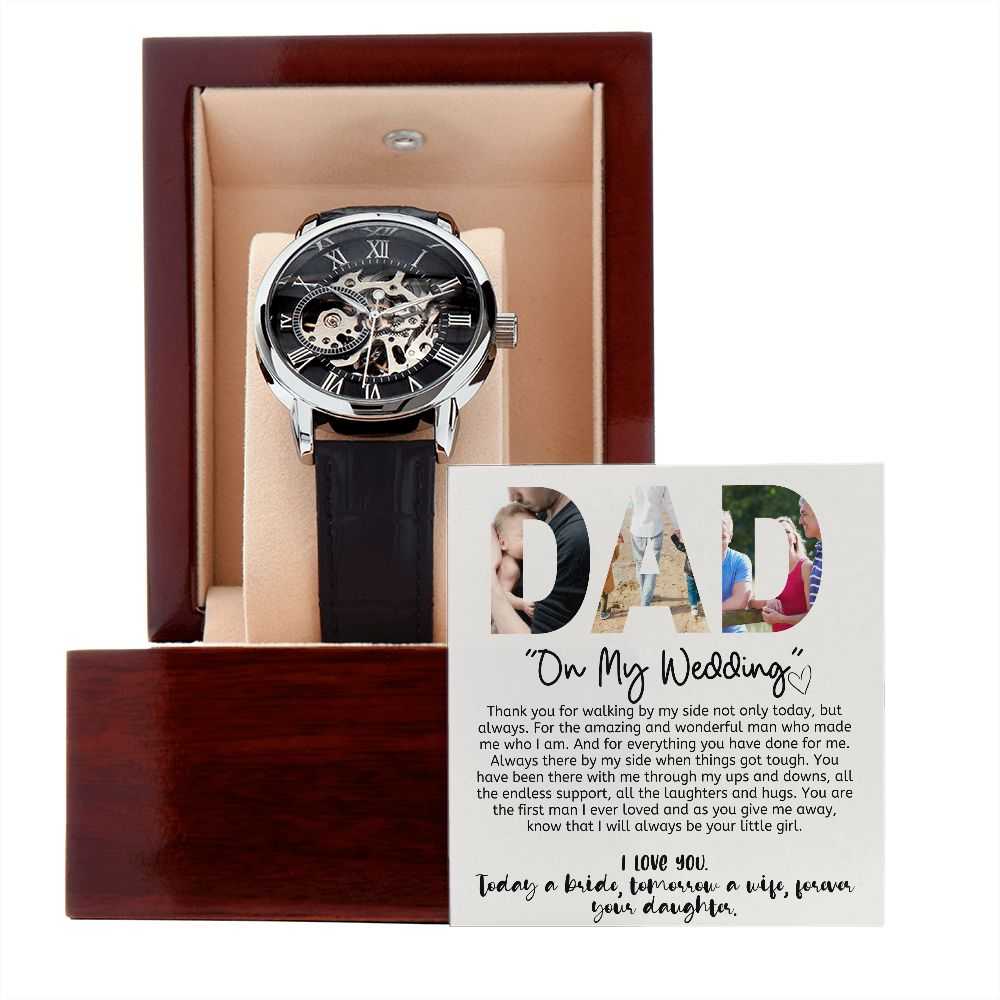 Gift For Dad - On My Wedding Day- Men´s Openwork Watch