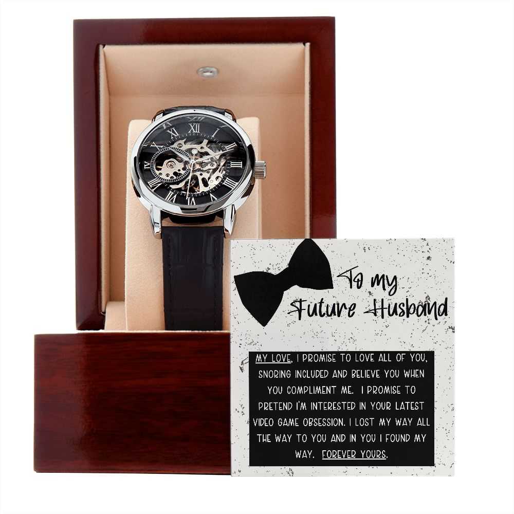 To My Future Husband - I Promise To Love You- Men´s Openwork Watch