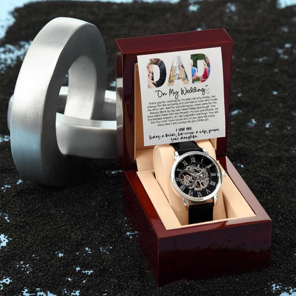 Gift For Dad - On My Wedding Day- Men´s Openwork Watch
