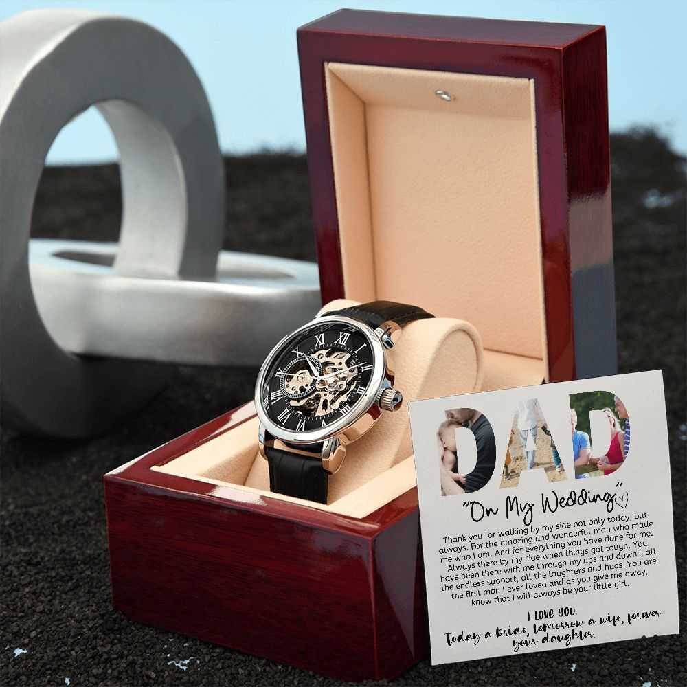 Gift For Dad - On My Wedding Day- Men´s Openwork Watch