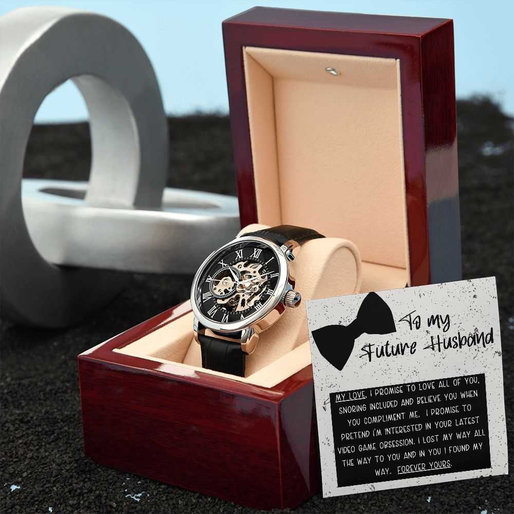 To My Future Husband - I Promise To Love You- Men´s Openwork Watch