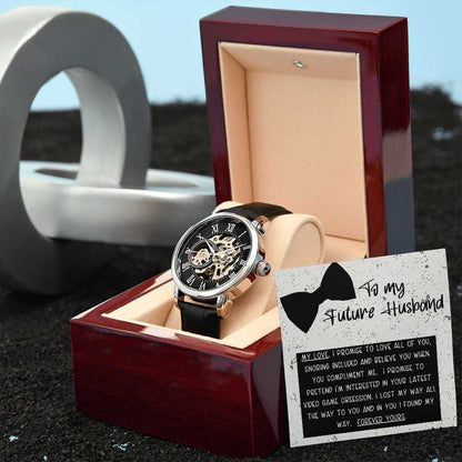 To My Future Husband - I Promise To Love You- Men´s Openwork Watch