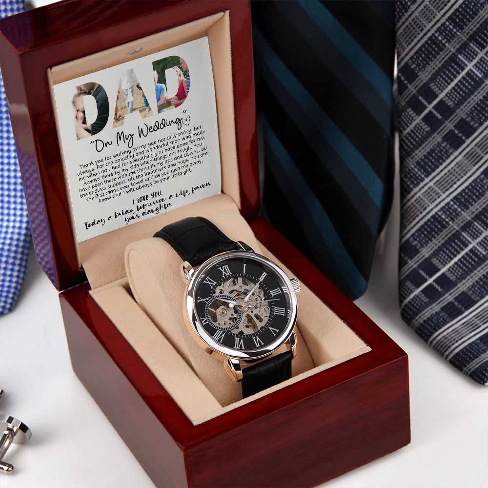 Gift For Dad - On My Wedding Day- Men´s Openwork Watch