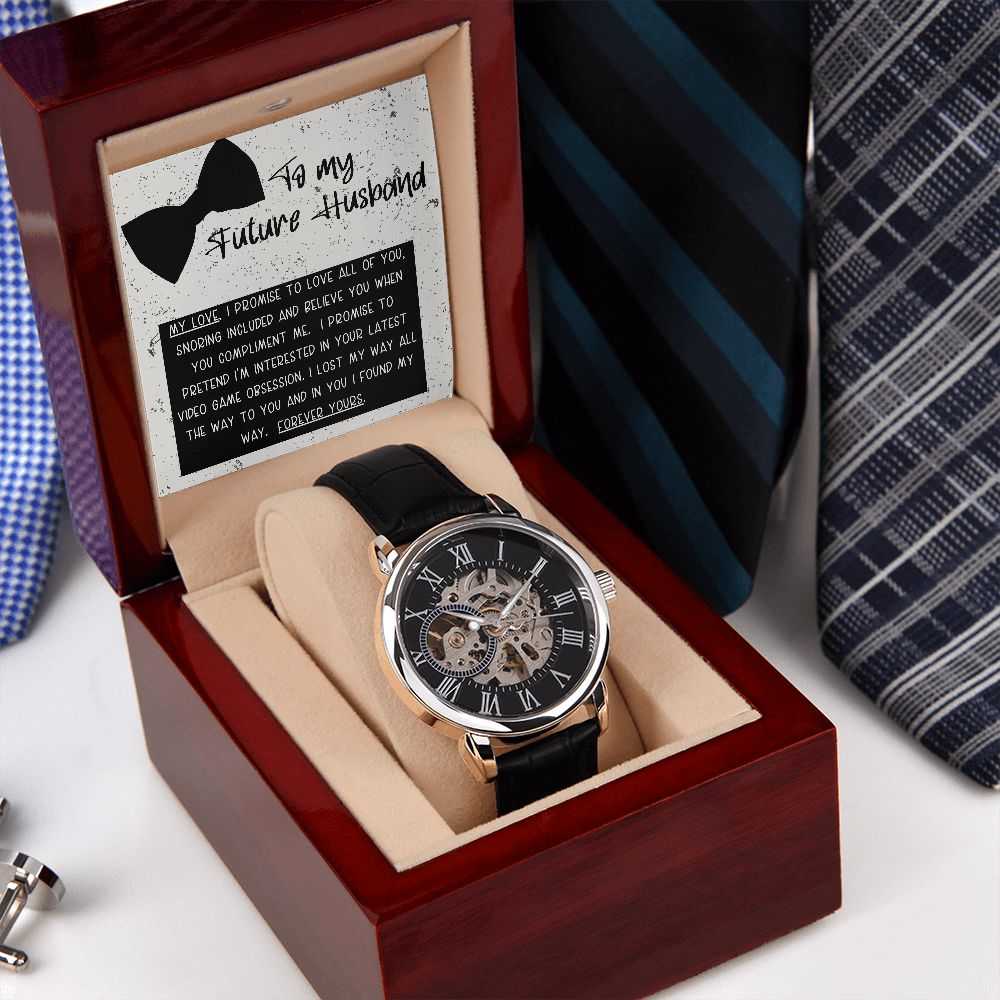 To My Future Husband - I Promise To Love You- Men´s Openwork Watch