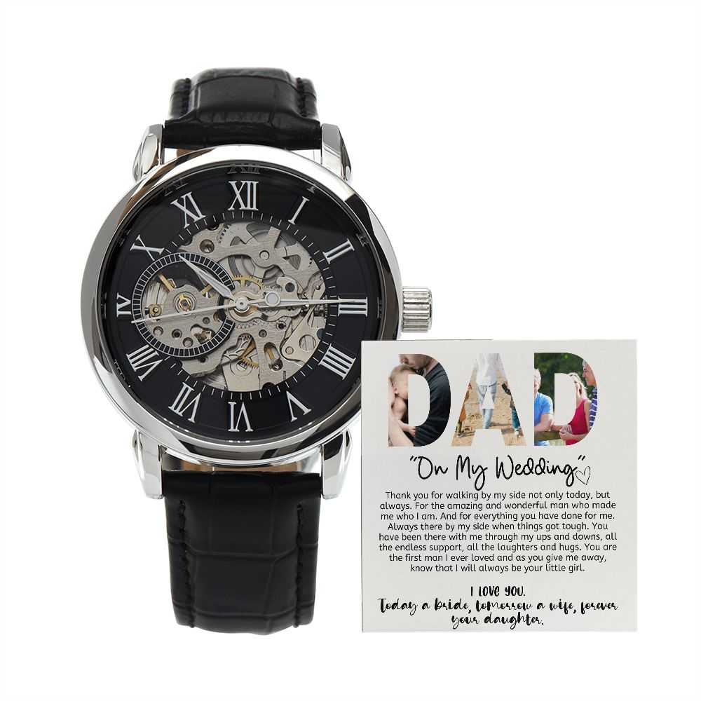 Gift For Dad - On My Wedding Day- Men´s Openwork Watch