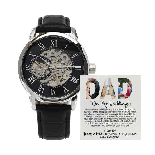 Gift For Dad - On My Wedding Day- Men´s Openwork Watch