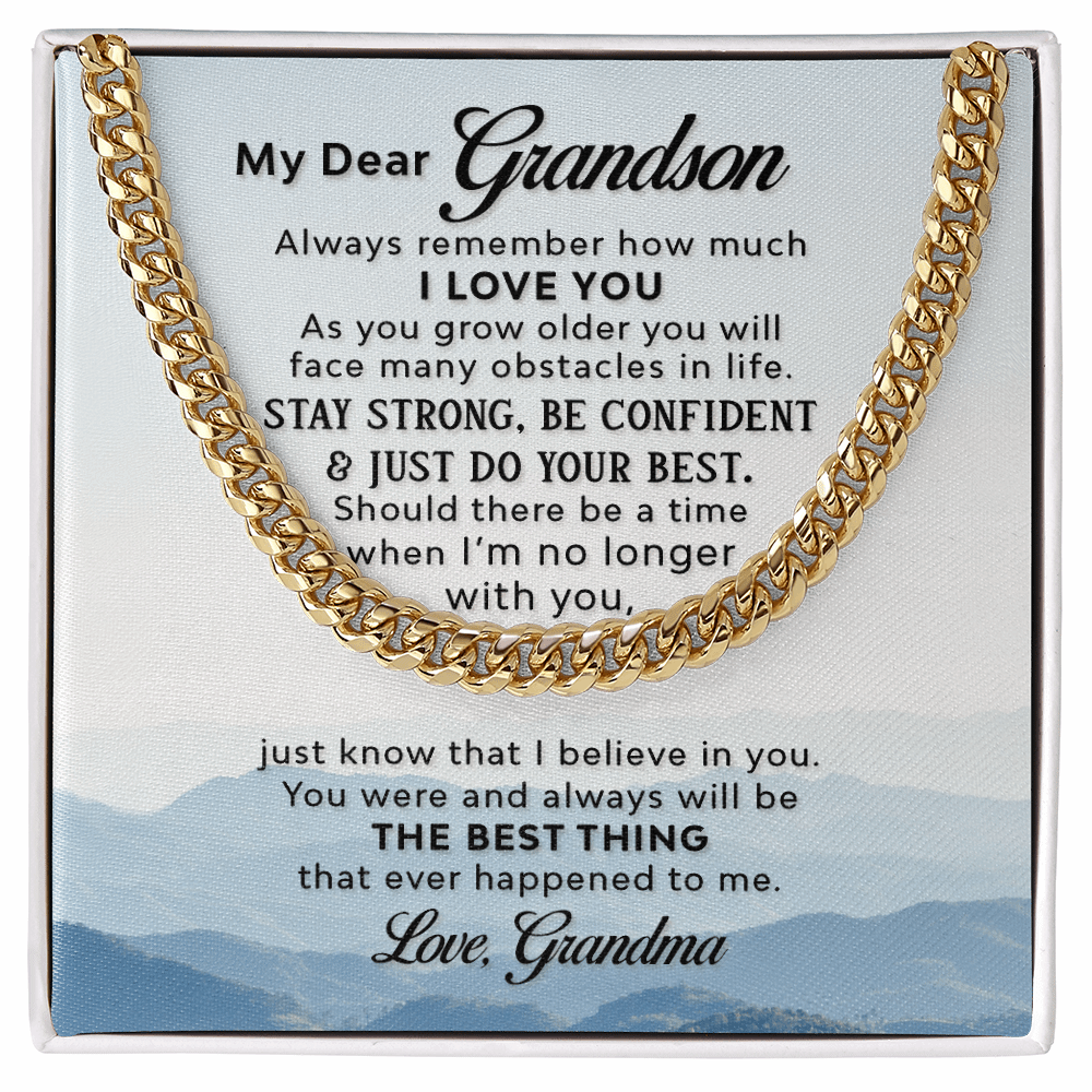 Cuban Link Chain - Grandson- I love you