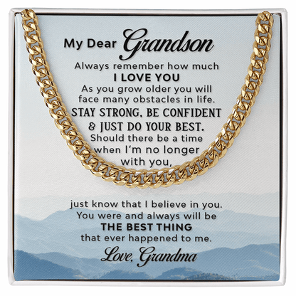 Cuban Link Chain - Grandson- I love you