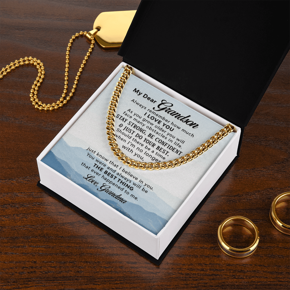 Cuban Link Chain - Grandson- I love you