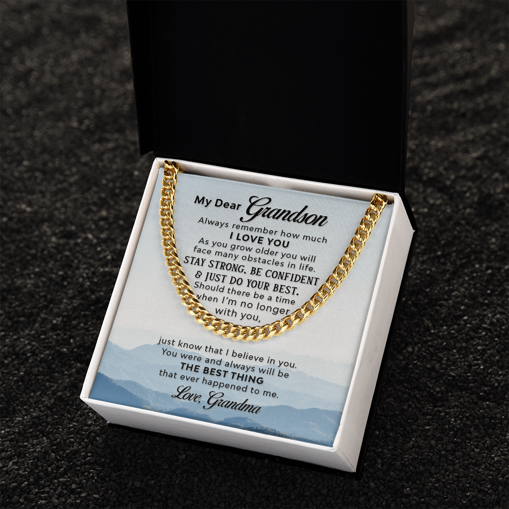 Cuban Link Chain - Grandson- I love you