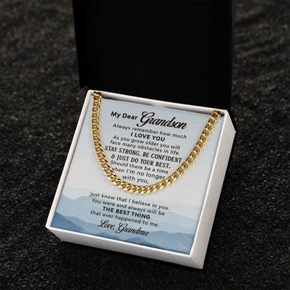 Cuban Link Chain - Grandson- I love you