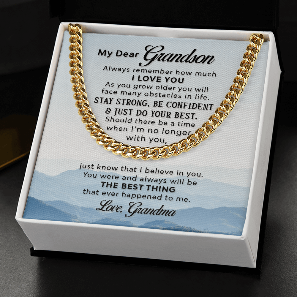 Cuban Link Chain - Grandson- I love you