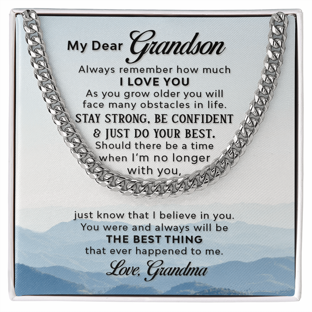 Cuban Link Chain - Grandson- I love you