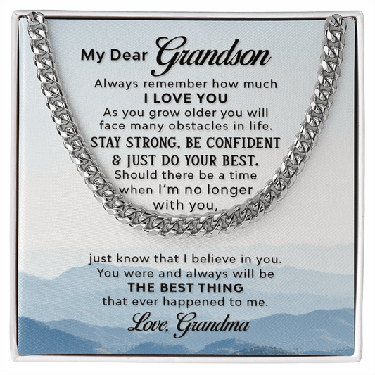 Cuban Link Chain - Grandson- I love you