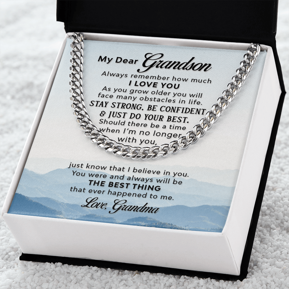 Cuban Link Chain - Grandson- I love you