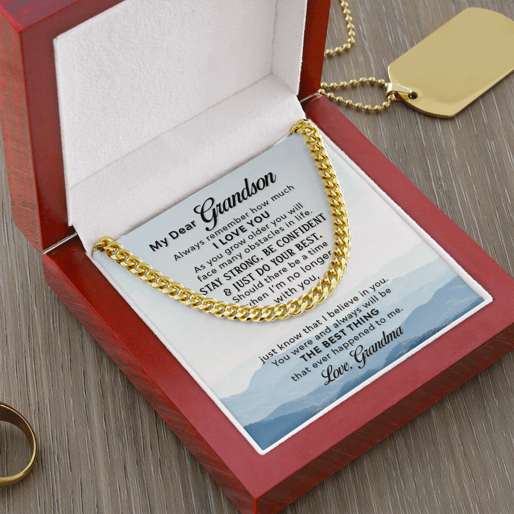 Cuban Link Chain - Grandson- I love you