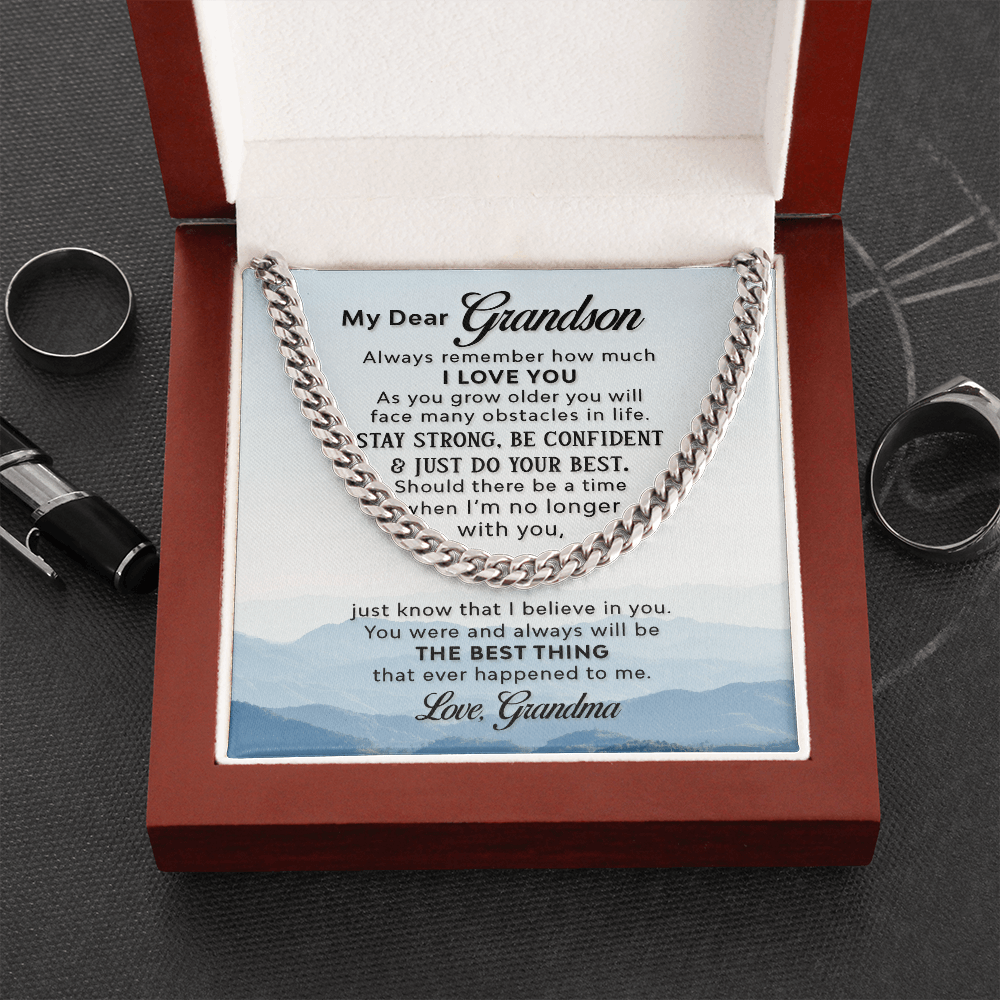 Cuban Link Chain - Grandson- I love you