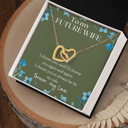Gift For Future Wife - Always By My Side - Interlocking Hearts Necklace