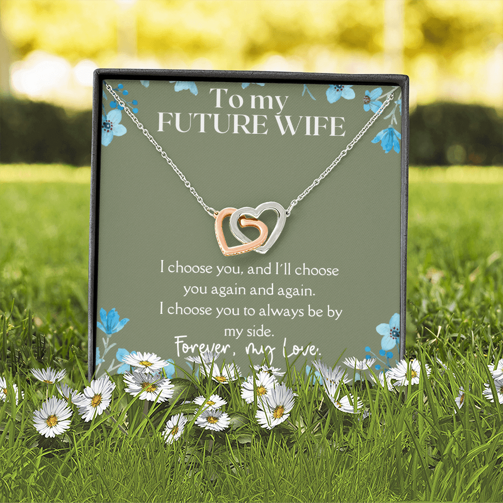 Gift For Future Wife - Always By My Side - Interlocking Hearts Necklace