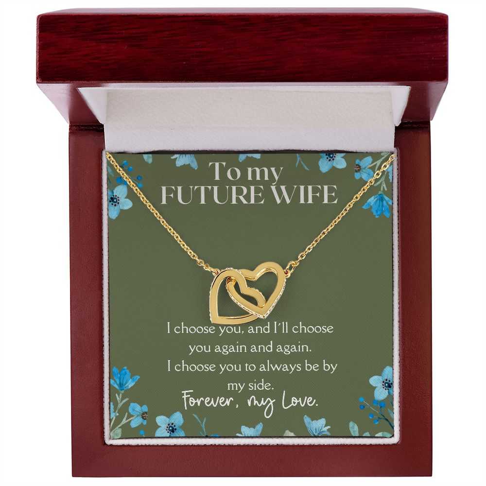 Gift For Future Wife - Always By My Side - Interlocking Hearts Necklace