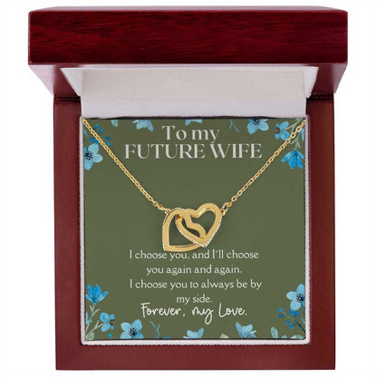 Gift For Future Wife - Always By My Side - Interlocking Hearts Necklace